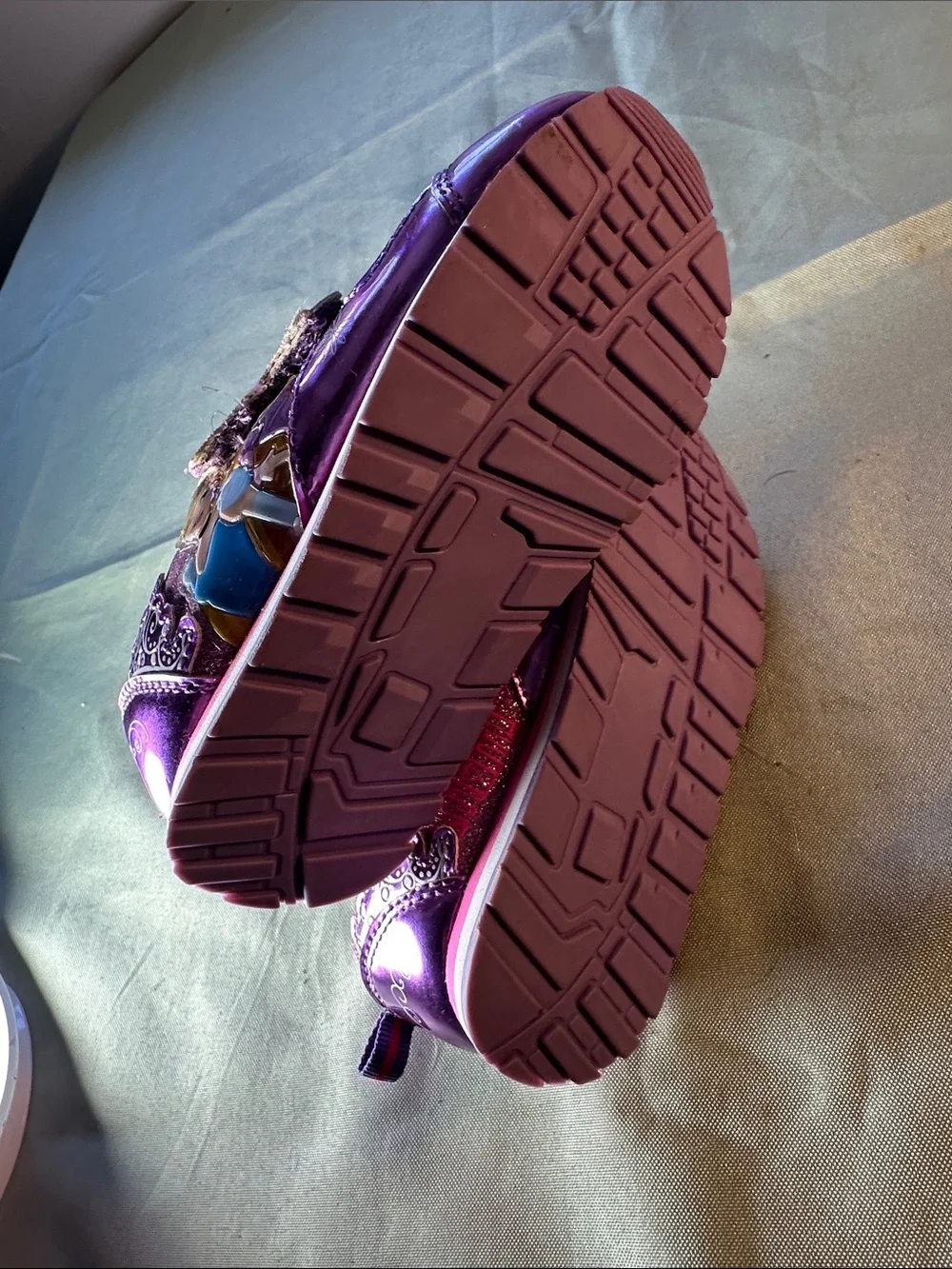 Disney Purple and Pink Glitter Velcro Sneakers